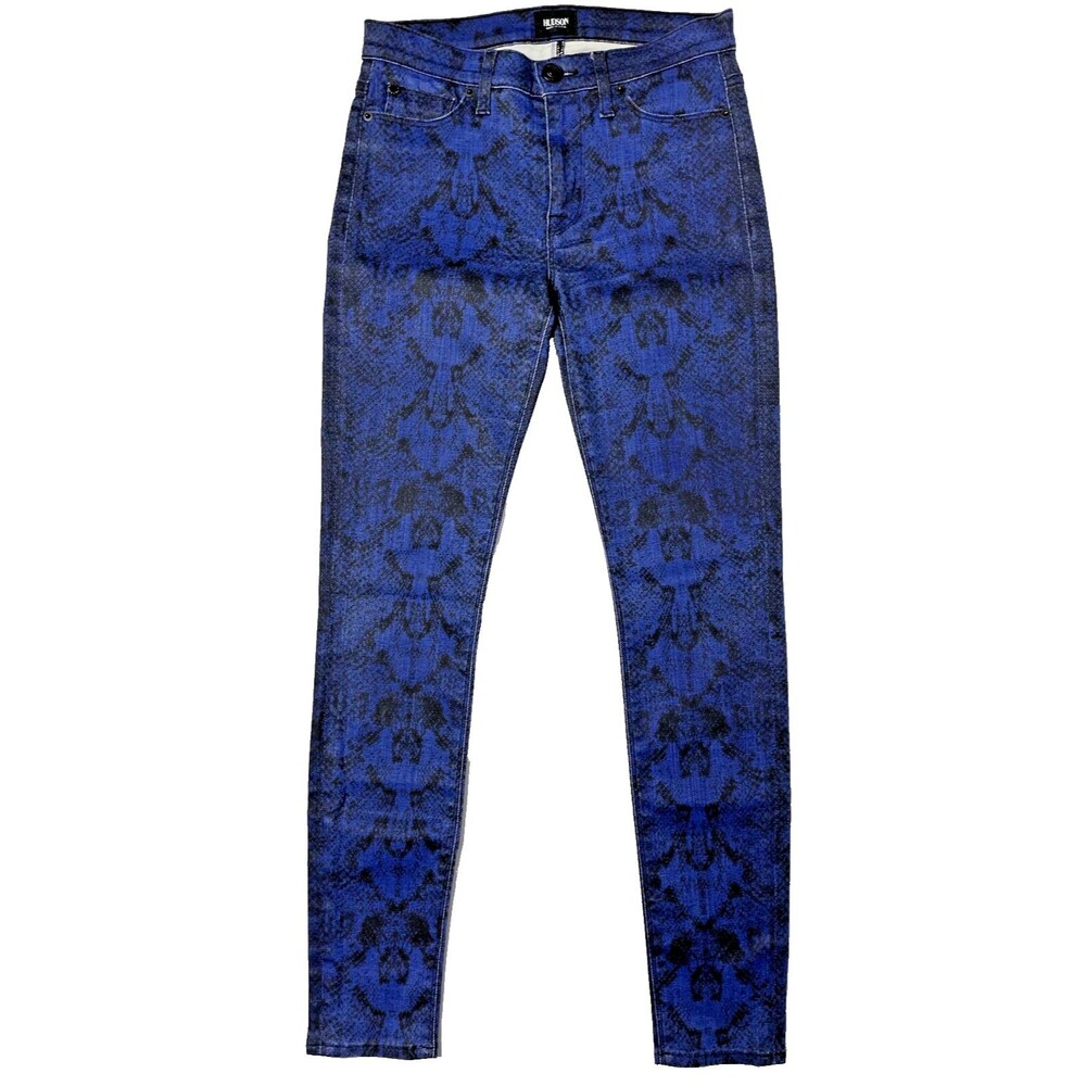 Hudson Made USA High Waist Super Skinny Blue Snakeskin Print Jeans Women’s Sz 27